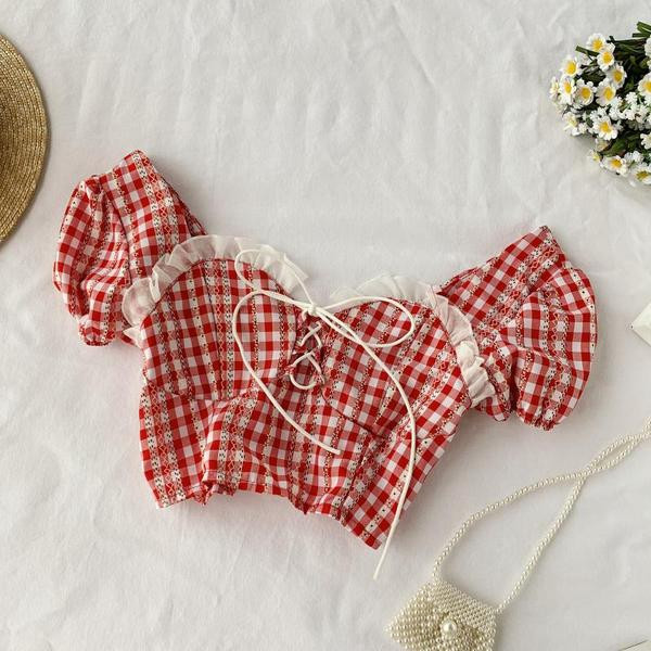 Set de damă modern în carouri din două părți