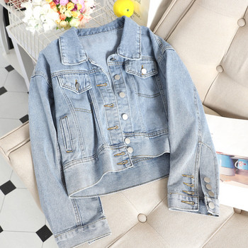 Jachetă casual de damă din denim de culoare deschisă