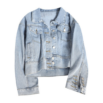 Jachetă casual de damă din denim de culoare deschisă