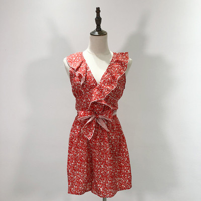 Salopetă cu decolteu în V cu model floral