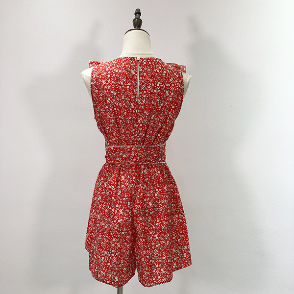 Salopetă cu decolteu în V cu model floral