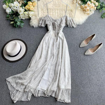 Rochie lunga de dama cu bretele