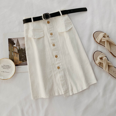 Fusta de dama cu nasturi si curea in mai multe culori