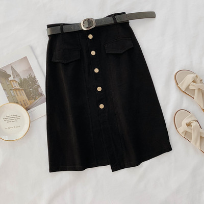 Fusta de dama cu nasturi si curea in mai multe culori