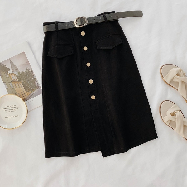 Fusta de dama cu nasturi si curea in mai multe culori