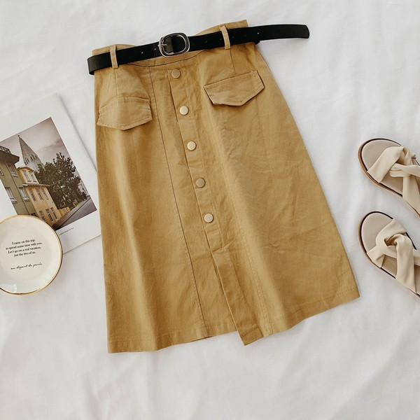 Fusta de dama cu nasturi si curea in mai multe culori