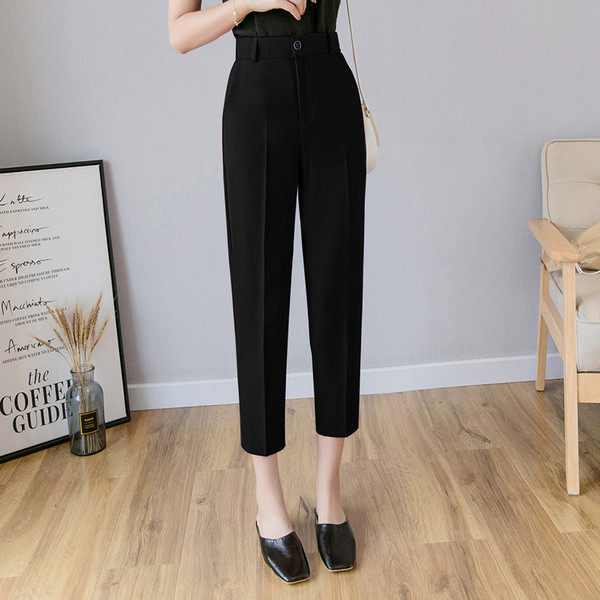 Дамски стилен панталон с висока талия-в два цвята