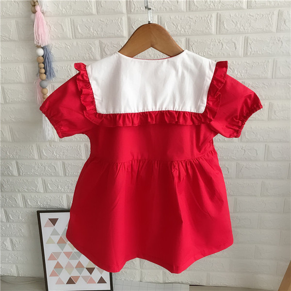 Rochie moderna pentru copii cu nasturi pentru fete in rosu