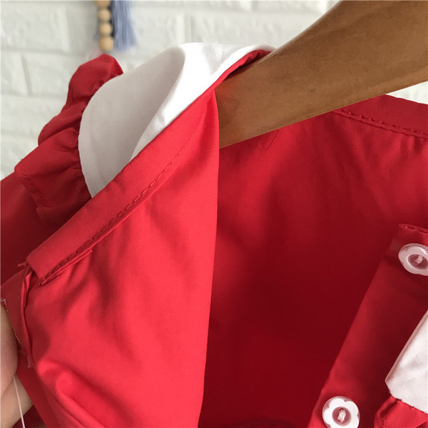 Rochie moderna pentru copii cu nasturi pentru fete in rosu