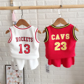 Set sport copii pentru baieti maiou + pantaloni alb si rosu