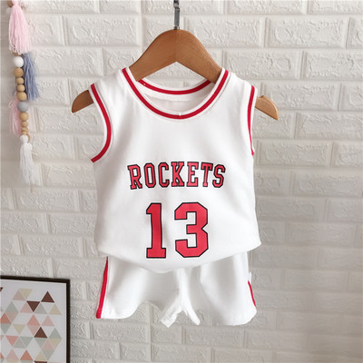 Set sport copii pentru baieti maiou + pantaloni alb si rosu