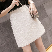 Fusta de dama moderna in alb si negru cu talie inalta