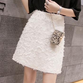 Fusta de dama moderna in alb si negru cu talie inalta