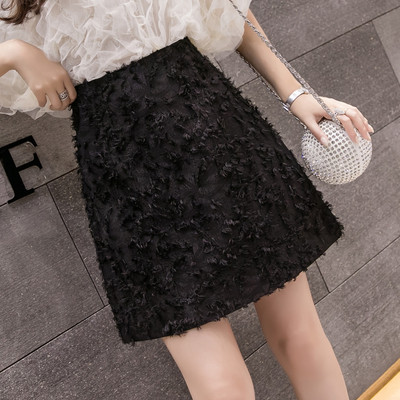 Fusta de dama moderna in alb si negru cu talie inalta