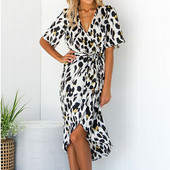 Rochie de dama model nou cu model animal si decolteu in V