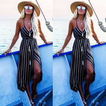 Rochie moderna de dama in dungi cu bretele subtiri in mai multe culori