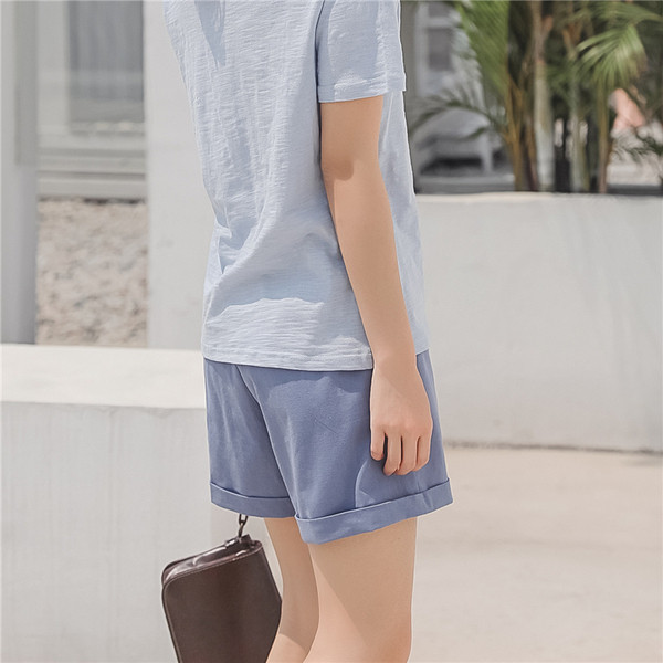 Pantaloni de dama la moda in albastru cu cravate