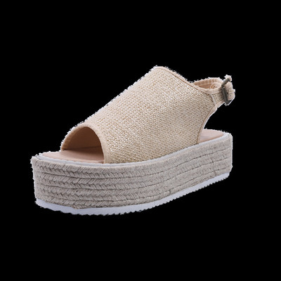 Sandale de dama moderne cu platforma in negru, bej si maro