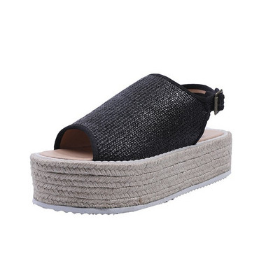 Sandale de dama moderne cu platforma in negru, bej si maro