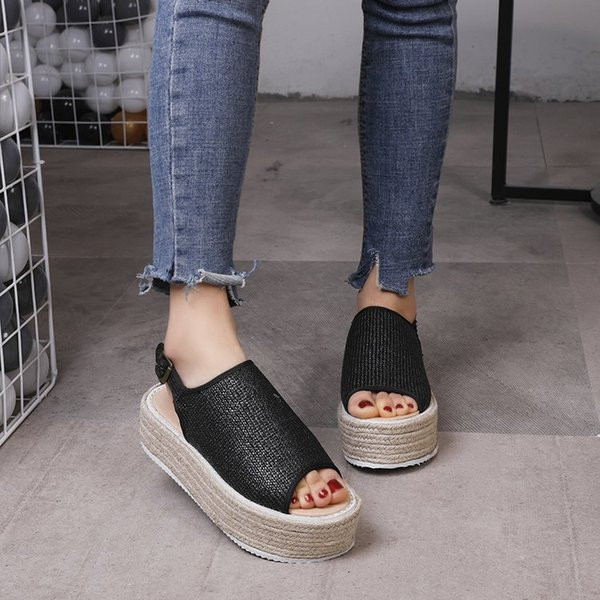 Sandale de dama moderne cu platforma in negru, bej si maro