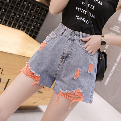 Blugi scurti de dama actuali de culoare deschisa cu talie inalta