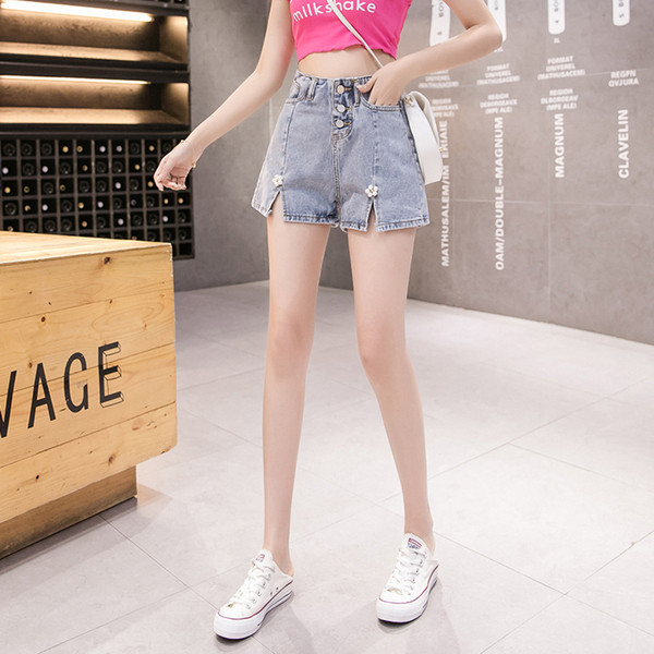 Blugi de dama moderni cu talie inalta si perle