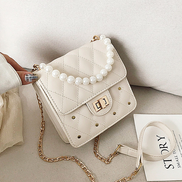 Geanta de dama moderna cu perle in mai multe culori