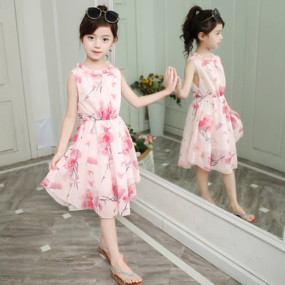 Модерна детска рокля за момичета в два цвята с флорален десен