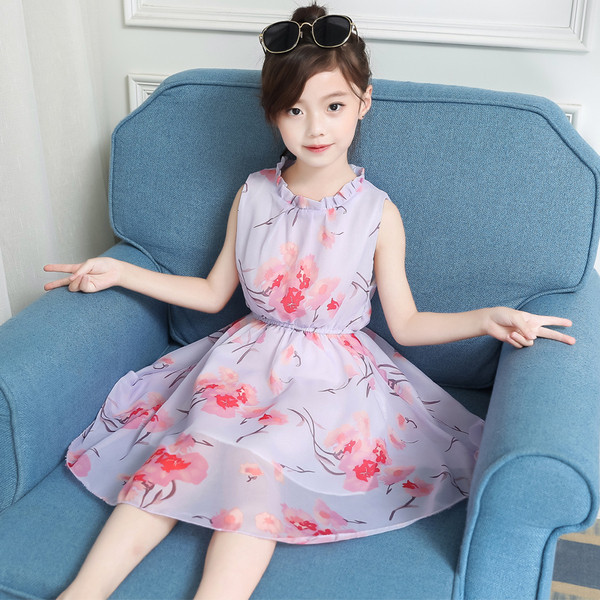 Rochie moderna pentru copii pentru fete in doua culori cu model floral