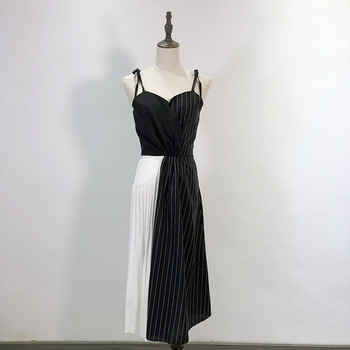 Rochie lungă în dungi cu bretele subțiri