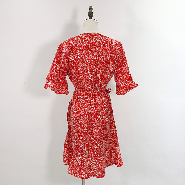 Rochie de dama cu decolteu in V si maneci scurte lotus