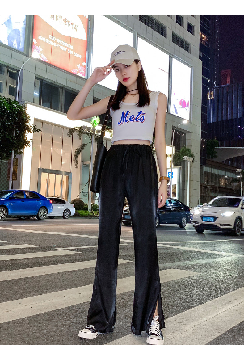 Pantaloni lungi de dama actuali in trei culori cu talie elastica