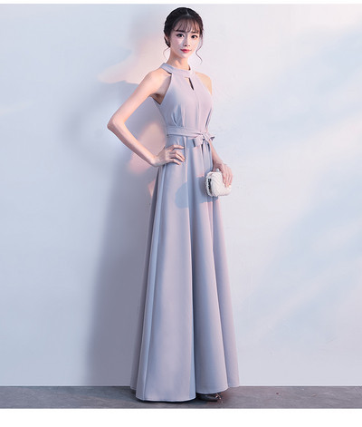 Rochie lunga de dama eleganta cu curea in negru, rosu si gri