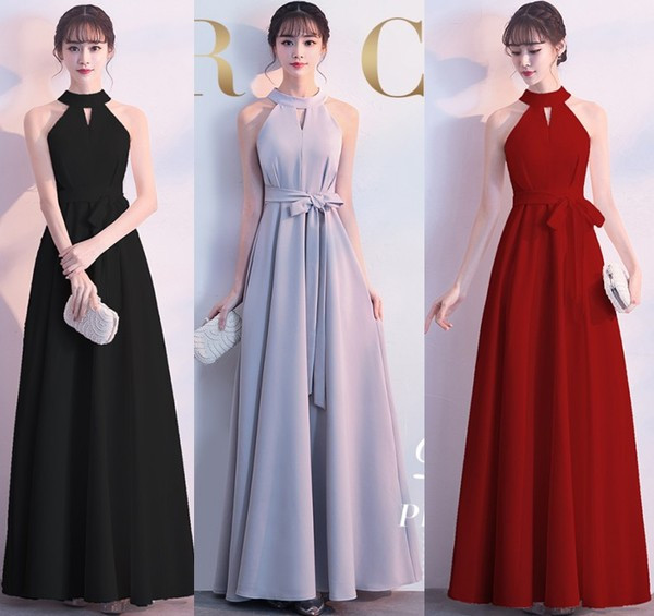 Rochie lunga de dama eleganta cu curea in negru, rosu si gri