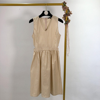 Rochie casual de dama in carouri cu bretele late