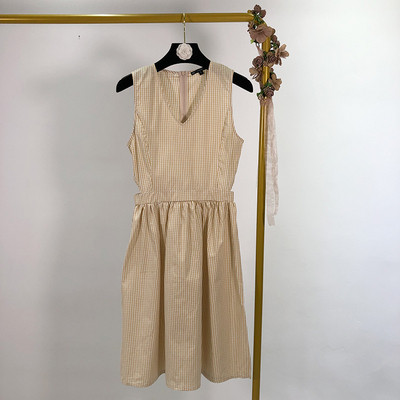 Rochie casual de dama in carouri cu bretele late