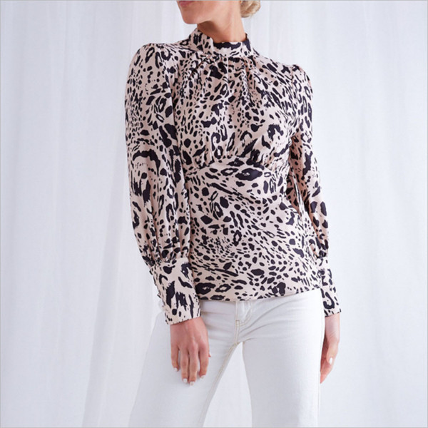 Cămașă elegantă de damă, cu mâneci lungi și spate gol