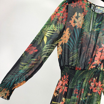 Rochie lunga din tul cu model floral