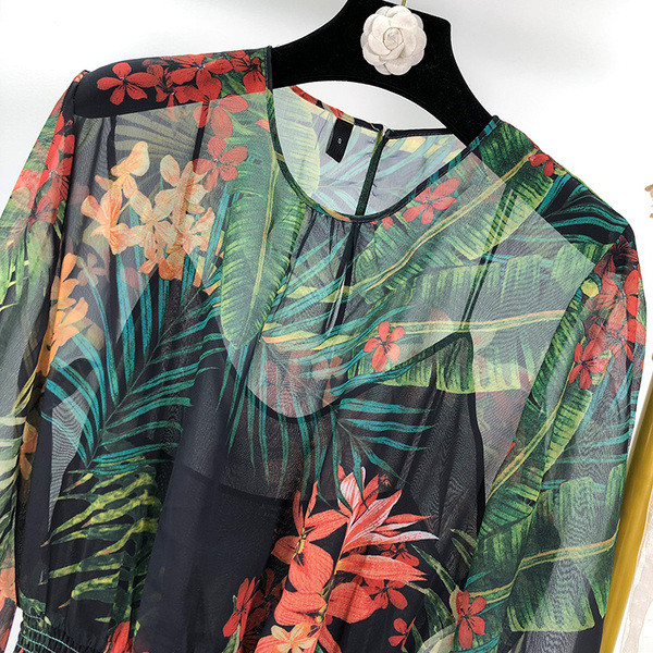 Rochie lunga din tul cu model floral