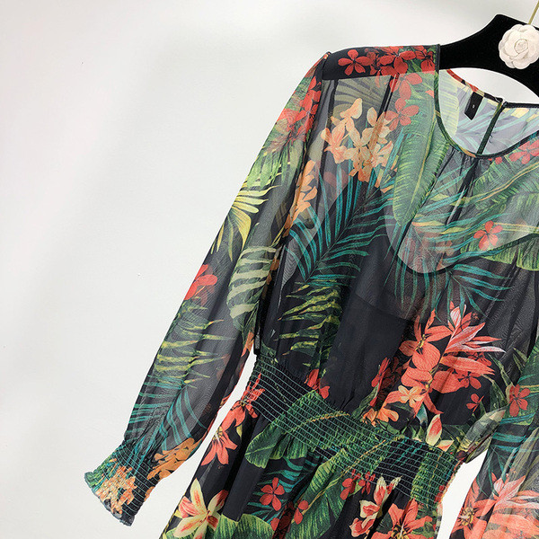 Rochie lunga din tul cu model floral