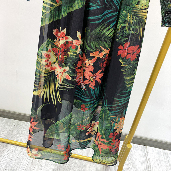 Rochie lunga din tul cu model floral