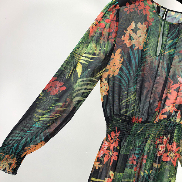 Rochie lunga din tul cu model floral