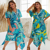 Rochie modernă asimetrică de damă cu decolteu în V