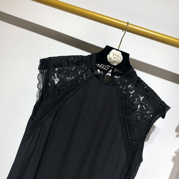 Rochie de dama neagra cu dantela - model drept