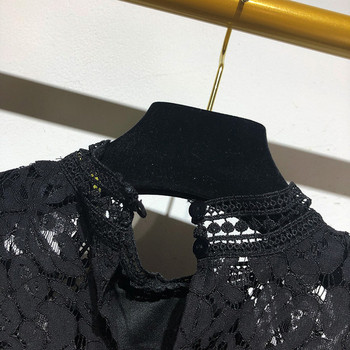 Rochie de dama neagra cu dantela - model drept