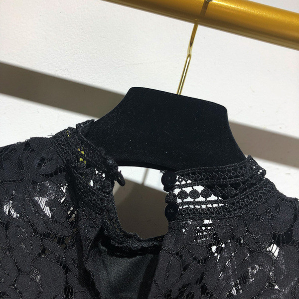 Rochie de dama neagra cu dantela - model drept