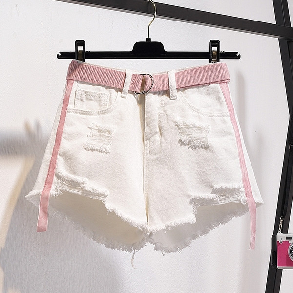 Pantaloni scurți casual de damă în două culori - albastru și alb