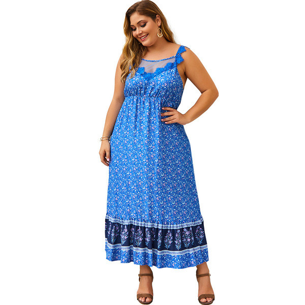 Rochie casual de dama cu bretele in rosu si albastru