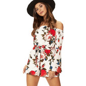 Salopeta de dama cu model floral cu maneci lungi