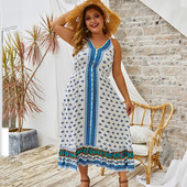 Rochie actuală de damă cu decolteu în V în alb și galben